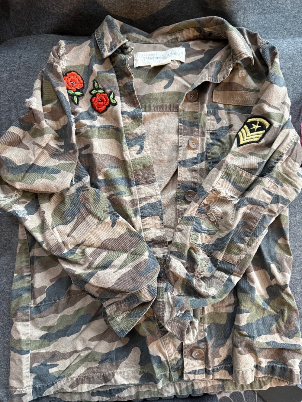 Treasure & Bond Camouflage Military Inspired Shirt - Size XS